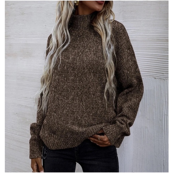 Cozy Mock Neck Oversized Knit Sweater - Picture 6 of 11